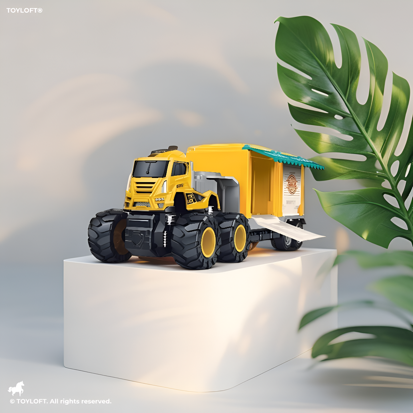 Friction Ice Cream Trailer Metal Truck - Yellow (L-J-99)