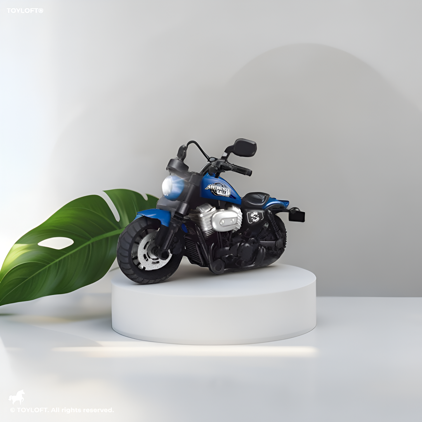 RoadRider - Diecast Motorcycle Toy with Pull Back Action, Lights & Sound Scale 1:10 Blue - LMI15135.