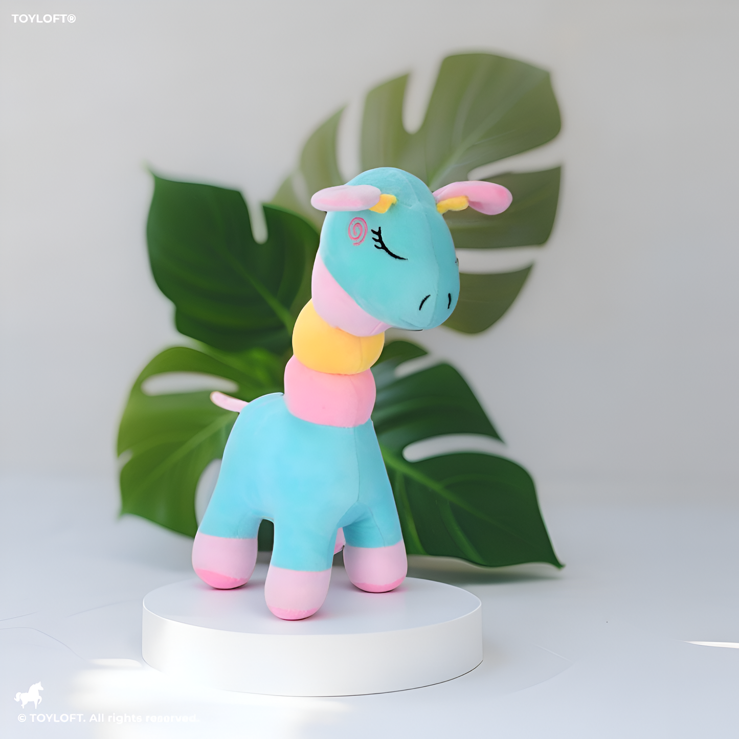 Blue - Rainbow Giraffe Plush Toy – Soft & Huggable Stuffed Animal for Kids & Home Décor 8 inch MS14519.