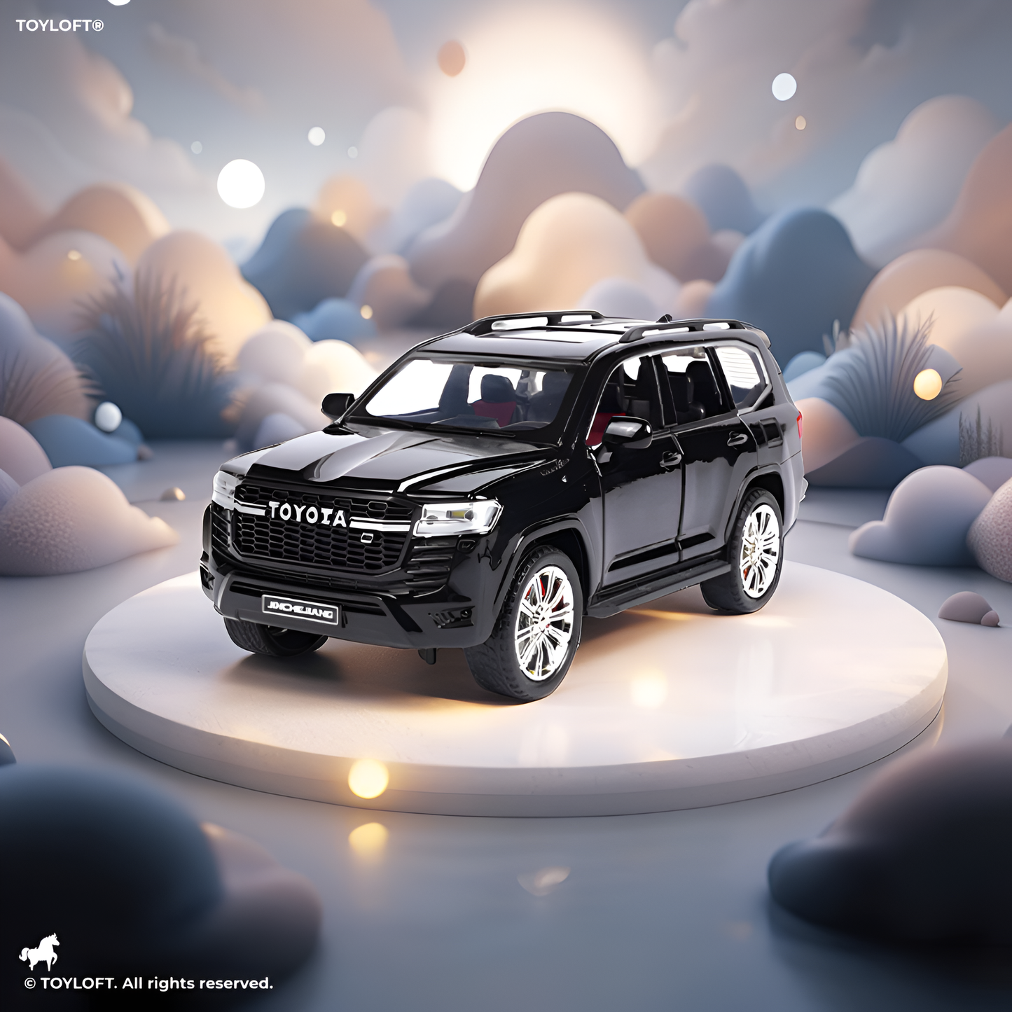 Black - Land Cruiser GT 1/32 Diecast Car – Metal Body, Light & Sound, Realistic Miniature Model LMI15674.