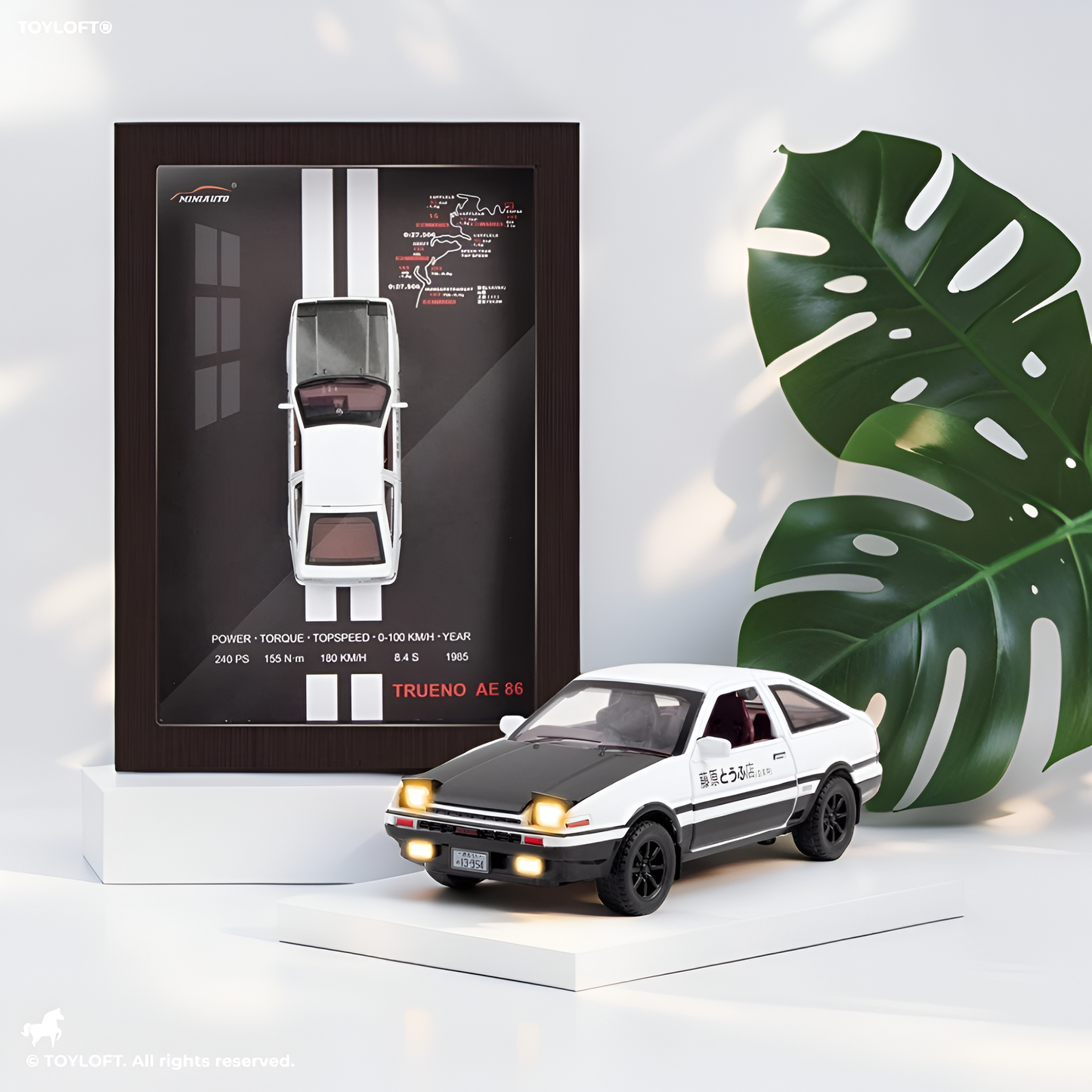 3D Car Frame: Toyota AE86 Sprinter Trueno | 1:32 Model Poster with Acrylic Glass & Frame