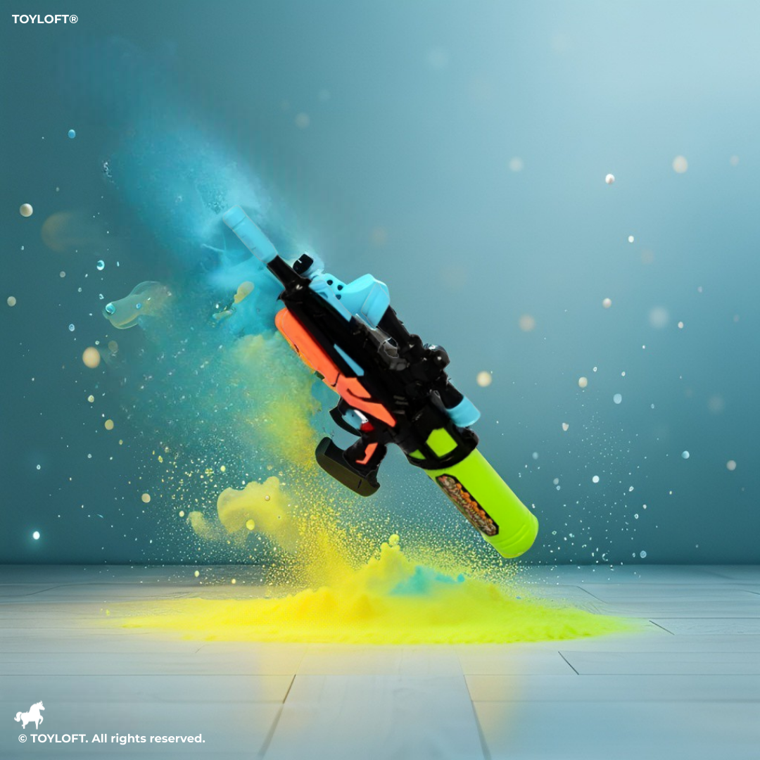 Neon & Black High-Pressure Water Gun with Scope | Automatic Pichkari for Summer Water Fights LMI14291.