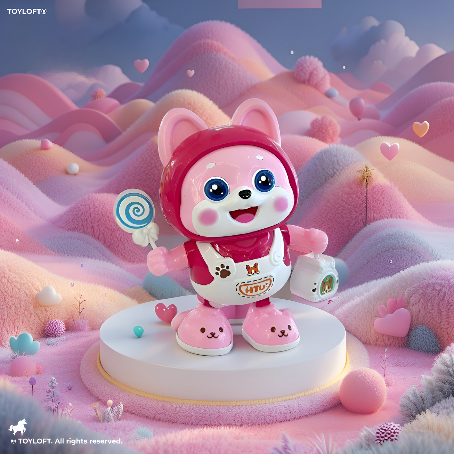 Pink HTU Electronic Dancing Dog Toy – Cute Shiba Inu Walking & Musical Robot Puppy for Toddlers & Preschoolers LMI14040.