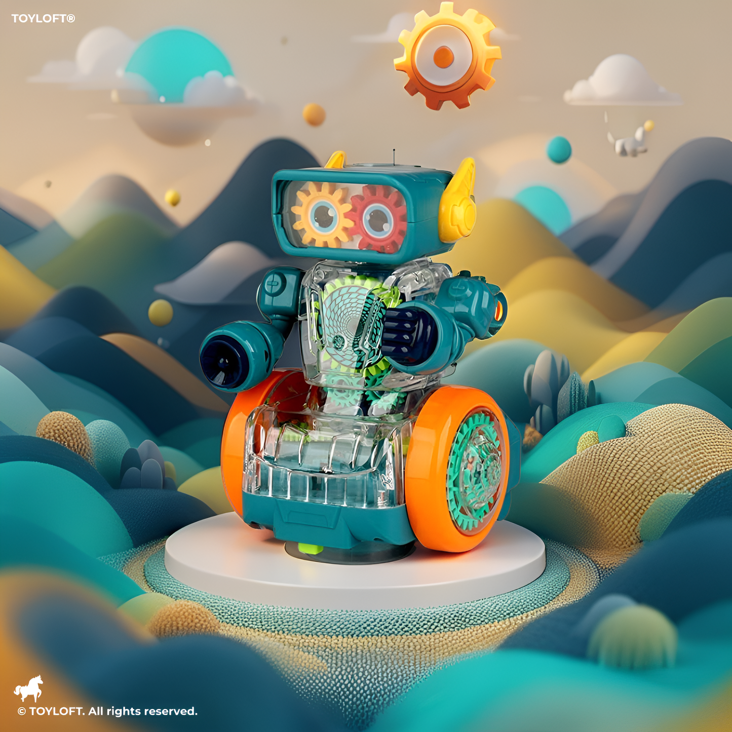 Rotating Robot Gear Toy For Kids - Green (MS-S-24)