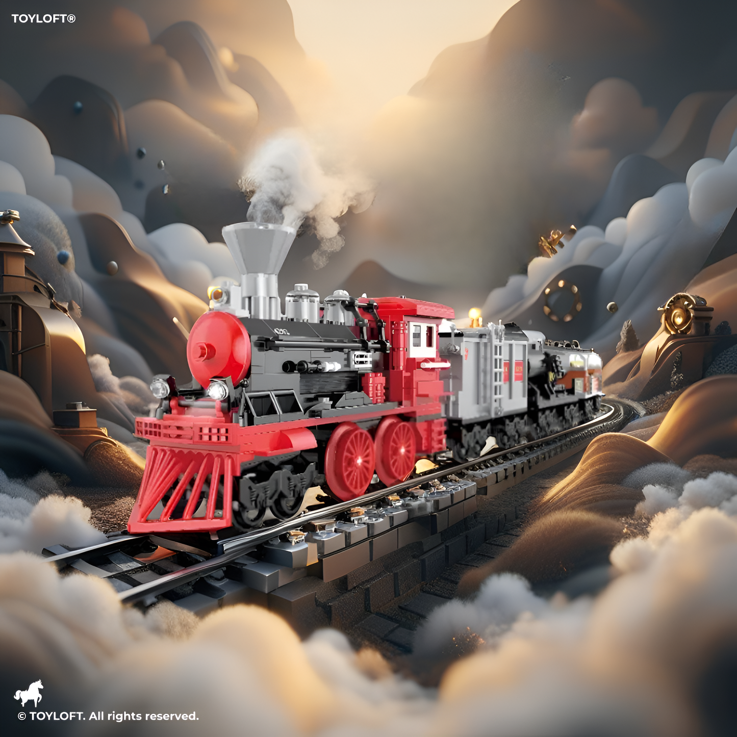Classic Steam Locomotive Train Building Blocks - 623 PCS Building Block Set - Vintage Railway Model Toy for Collectors and Kids TV5099