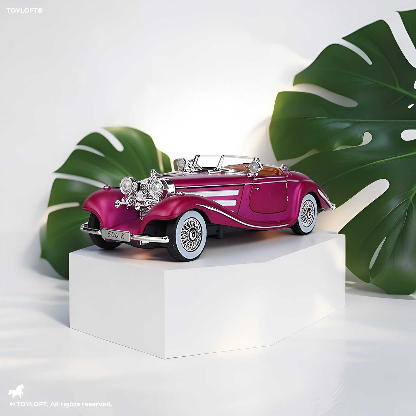 Mercedes Benz 500K Model 1:24 Scale Diecast Car - Purple Metal Collectible | NX-N-24