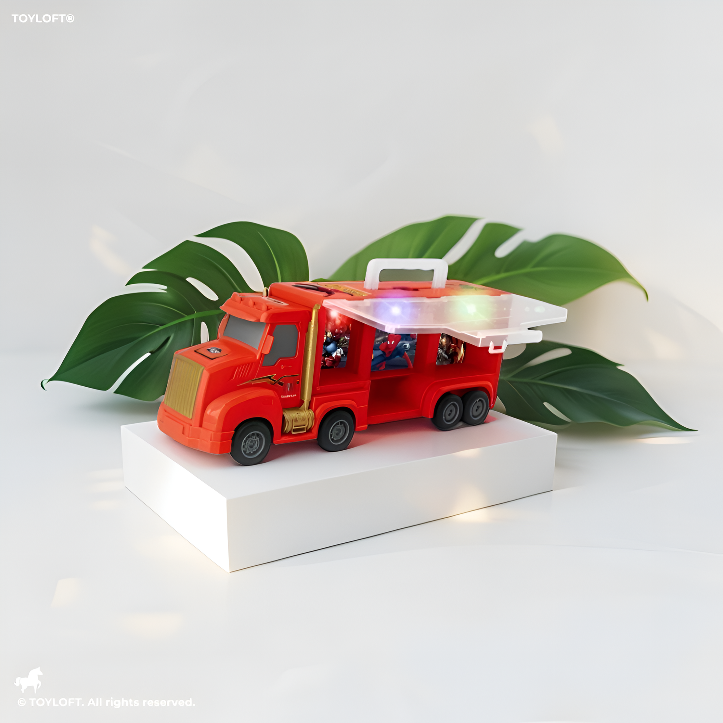 Marvel Spider-Man Carrier Truck Playset with 4 Superhero Racing Cars LMI15826.