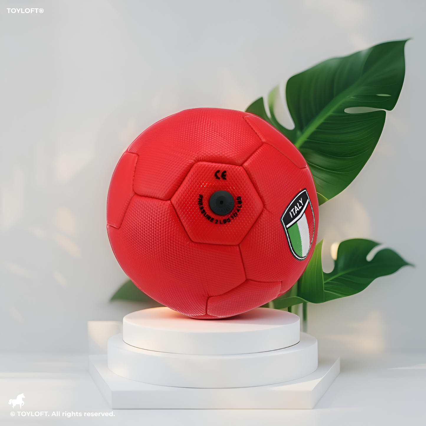 Italy Soccer Ball – Italian National Team Crest Official Training Football Red LMI13142.