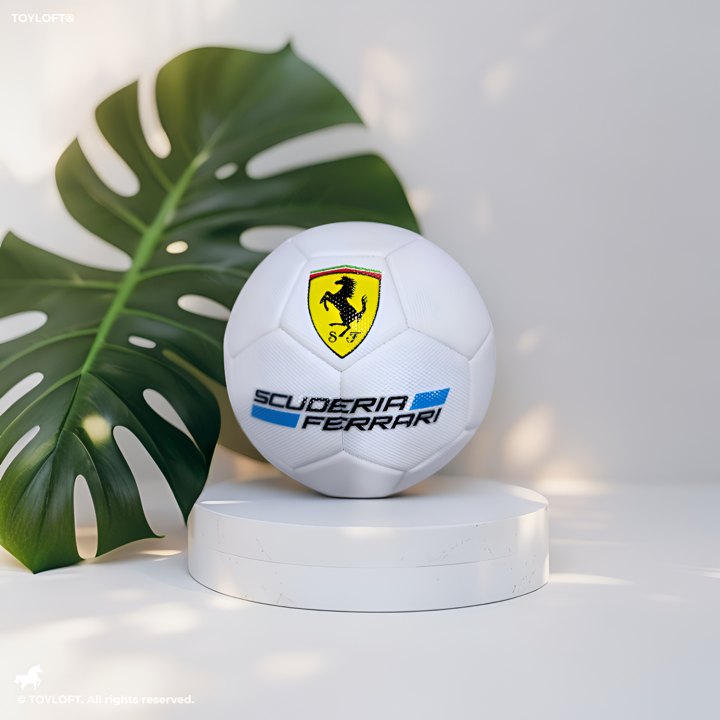 Scuderia Ferrari White Soccer Ball – Prancing Horse Logo Football | Premium Sports Gear LMI13146.