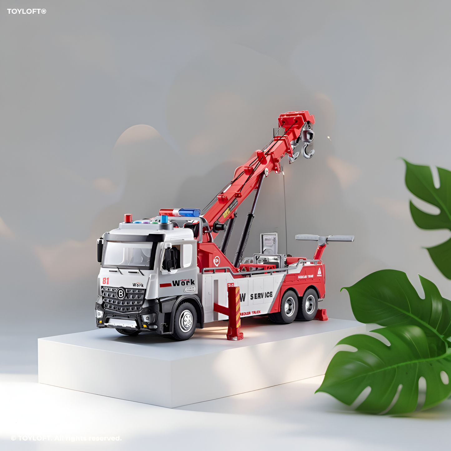 Tow Service Truck Die-Cast Model 1:24 Scale For Kids - Durable & Realistic Play Red LMI15705.