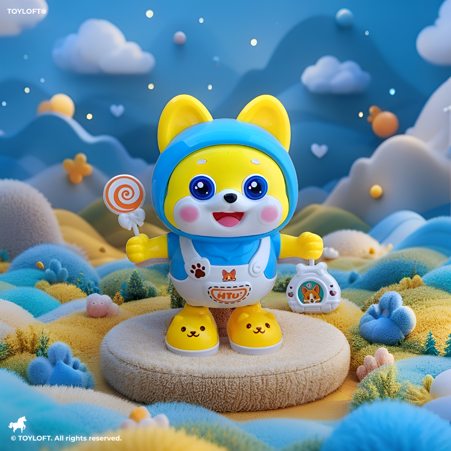 Blue HTU Electronic Dancing Dog Toy – Cute Shiba Inu Walking & Musical Robot Puppy for Toddlers & Preschoolers LMI14040.