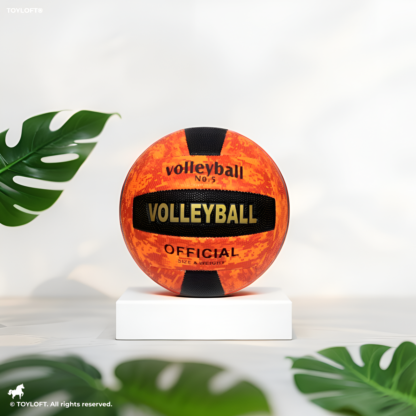 Volleyball Official Size 5 – High-Contrast Orange & Black Camo Design | Durable Indoor & Outdoor Volleyball LMI13143.