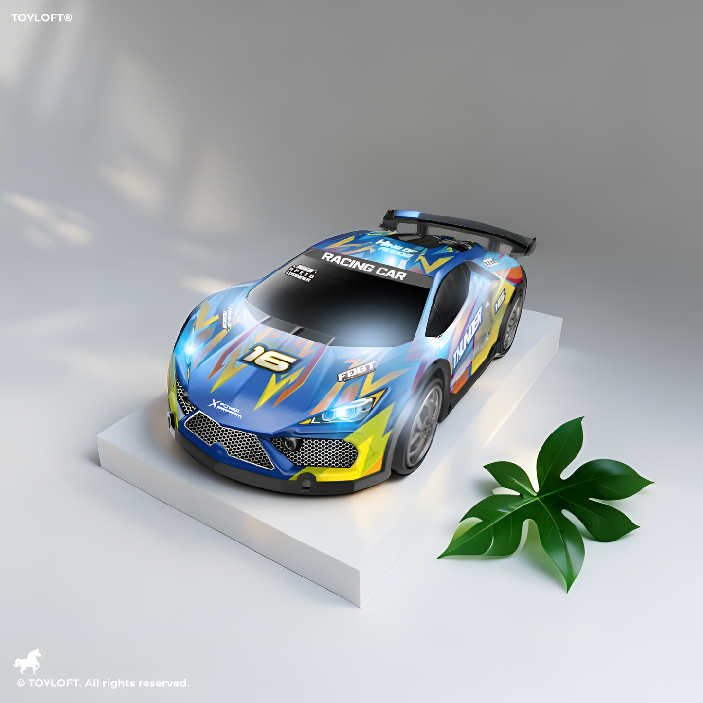 Thunder RC Race Car - High-Speed Remote Control Track Car for Kids & Adults with LED Lights Blue LMI15070.