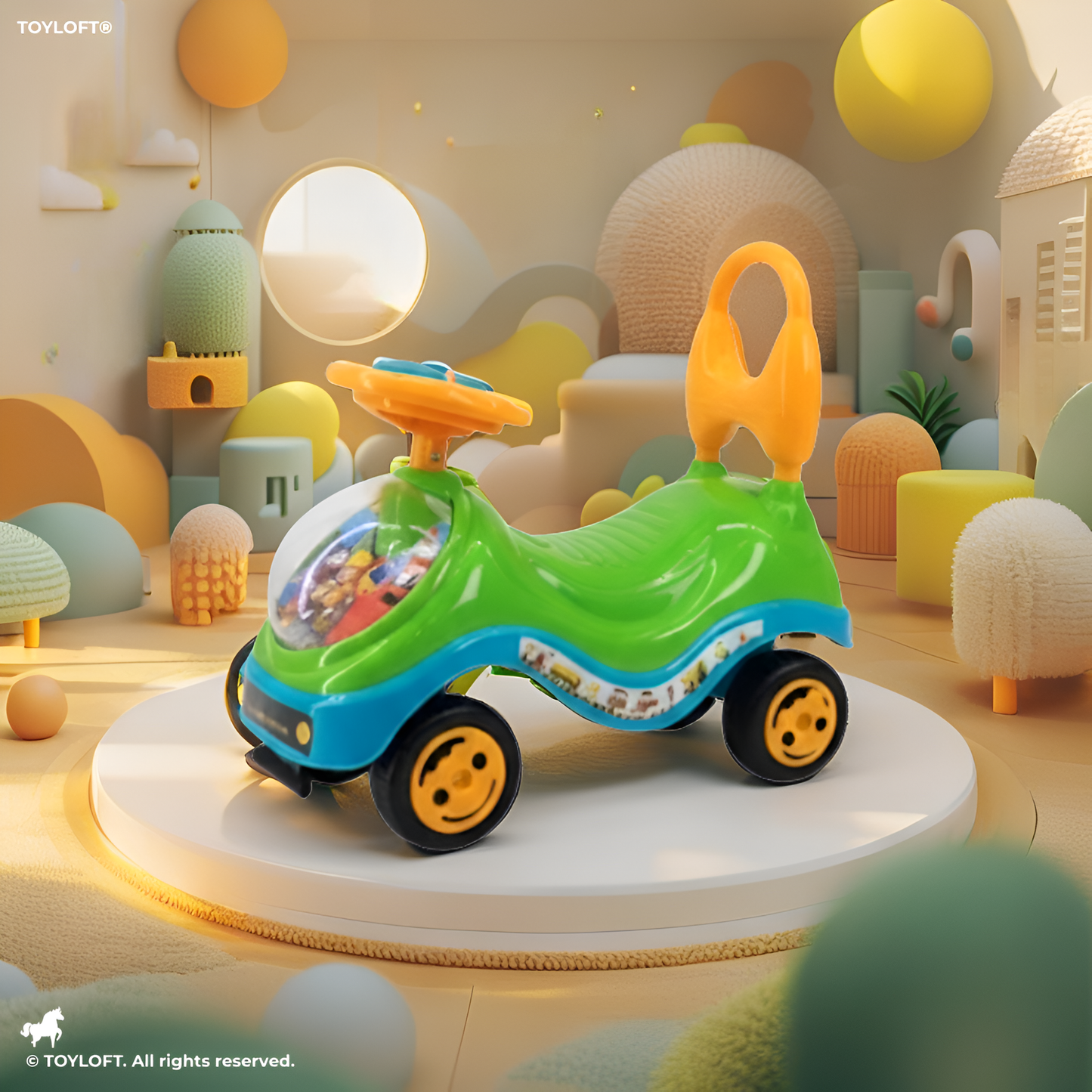 Ride-On Toy with Interactive Melodies – Green Toddler Walker with Non-Slip Tires, Safe & Durable Design LMI14101.