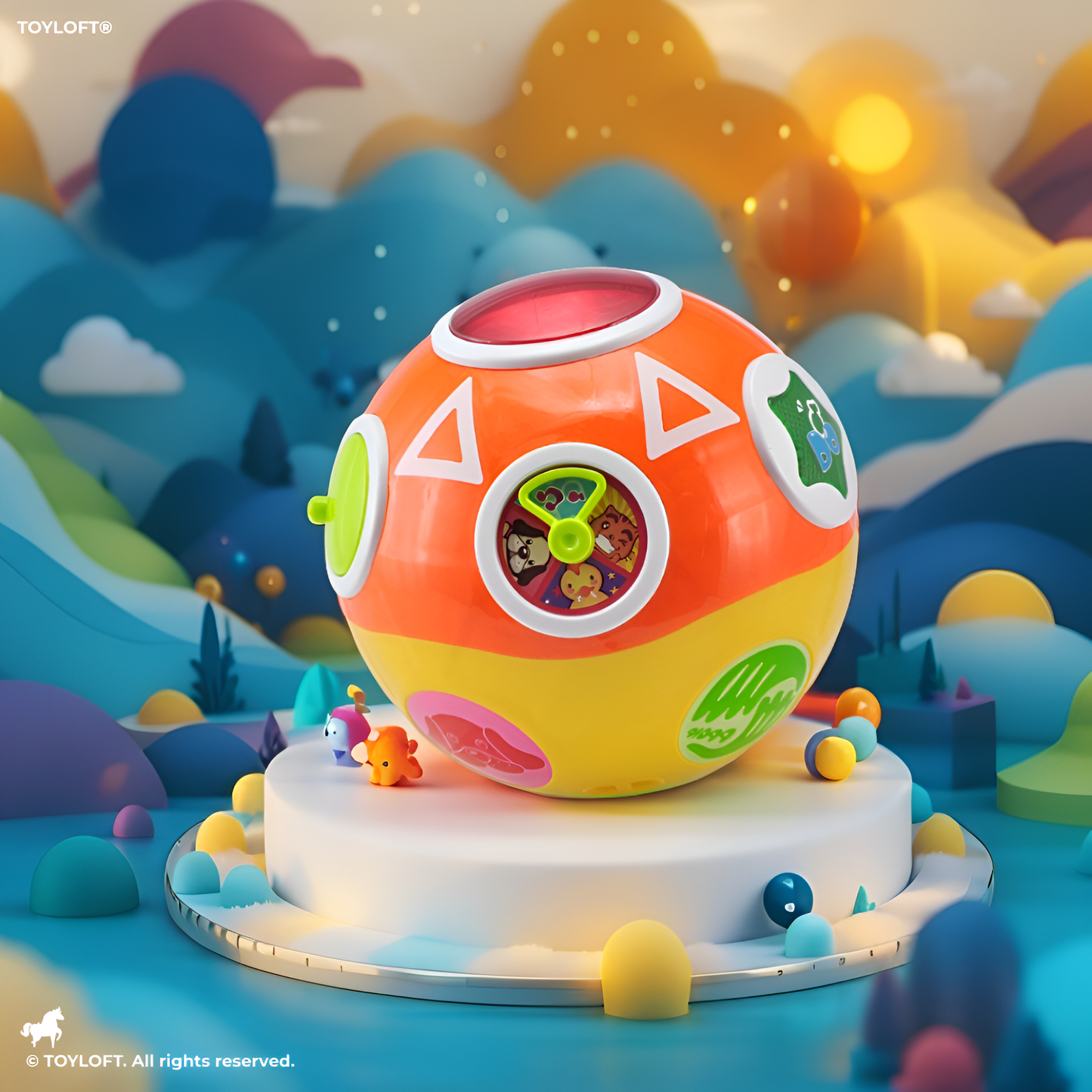 Abero Musical Spin Ball for Toddlers – Interactive Early Learning Sensory Toy with Lights, Animal Sounds & Hand-Eye Coordination Development NX11245