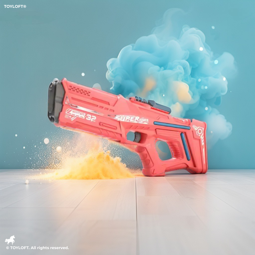 Red AquaBlaster X10 - Electric Water Gun with Automatic Water Absorption, 10m Long Range Squirt Gun LMI11394