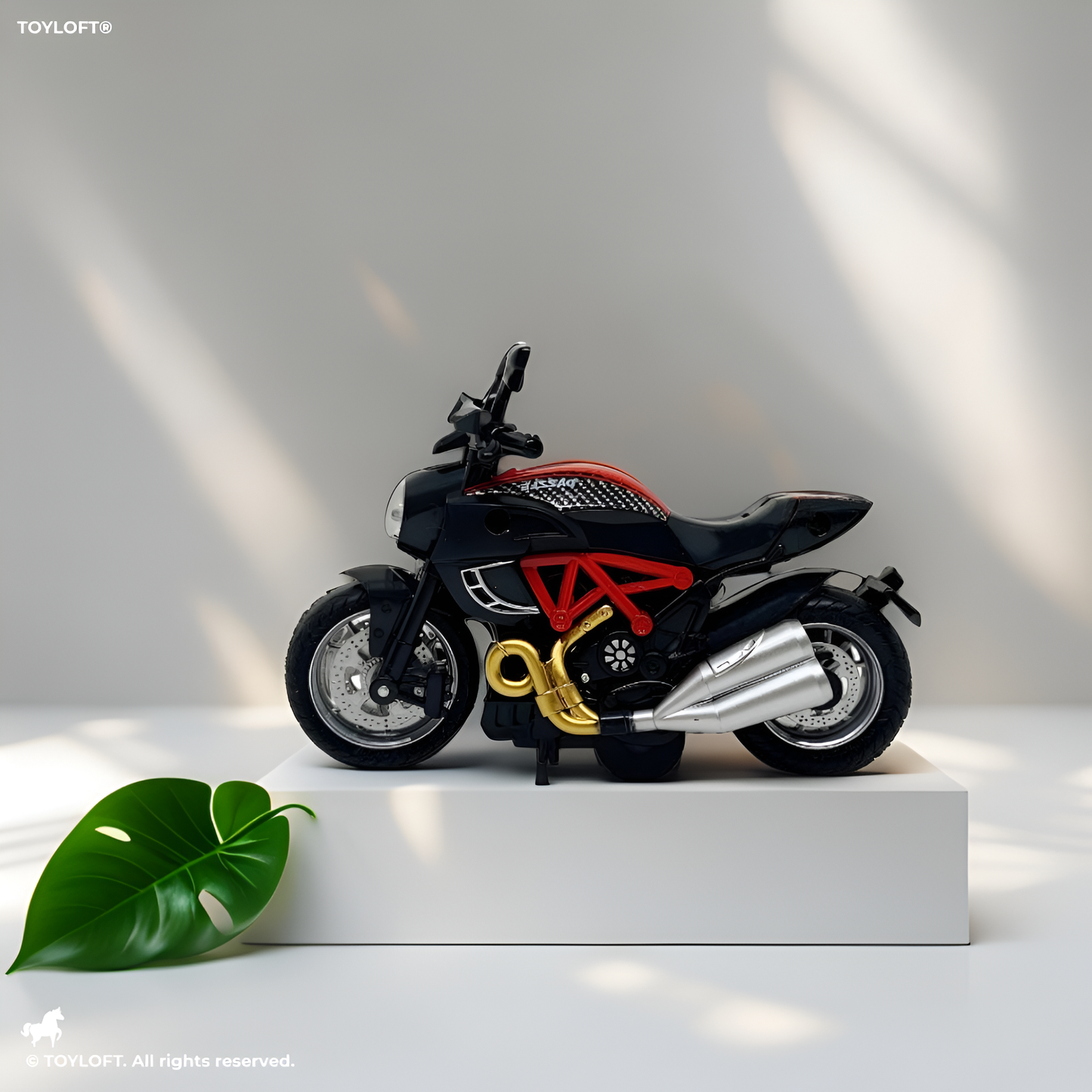 Red - Die-Cast Dazzle Motorbike Toy with Lights & Music | Interactive Motorcycle for Kids.