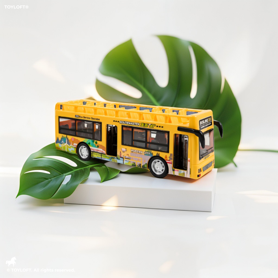 Bus Model Pull Back Vehicle City Bus Toy - Yellow NX15513