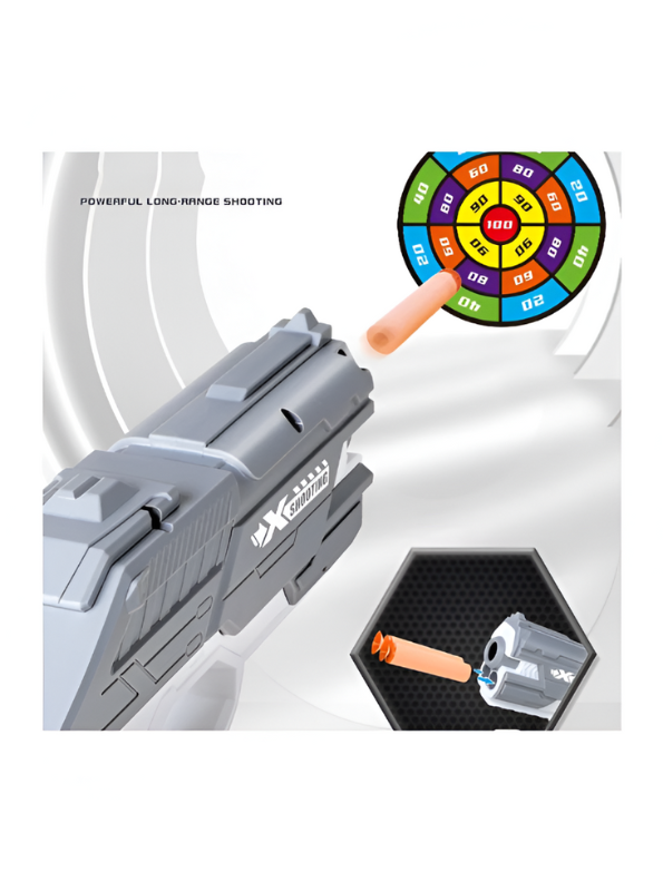 Pistol Shooting Soft Bullets – Safe Soft Bullet Toy Gun for Kids | Foam Dart Pistol with Easy Trigger Action Grey LMI15184.