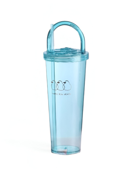 Cute Penguin Bubble Tea Tumbler with Handle and Straw | Reusable Blue Plastic Boba Cup NOVGBT-8858