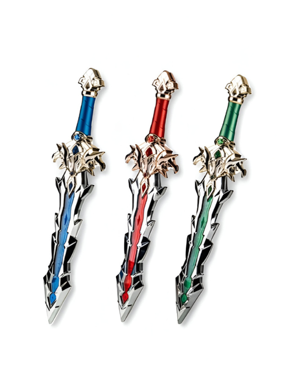 Miniature Fantasy Sword Collectible - Green and Silver Spiked Blade NX12486