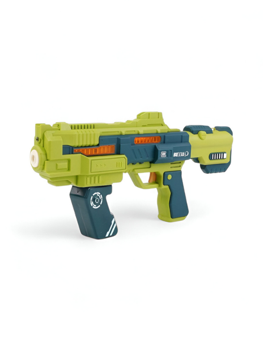 Automatic Bubble Gun Blaster for Kids - Space-Themed Electric Bubble Machine with Lights, Battery Operated Outdoor Summer Toy for Boys and Girls - Green & Grey NX15649