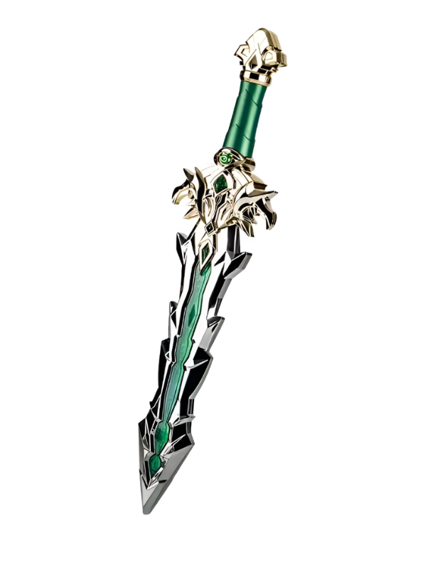 Miniature Fantasy Sword Collectible - Green and Silver Spiked Blade NX12486