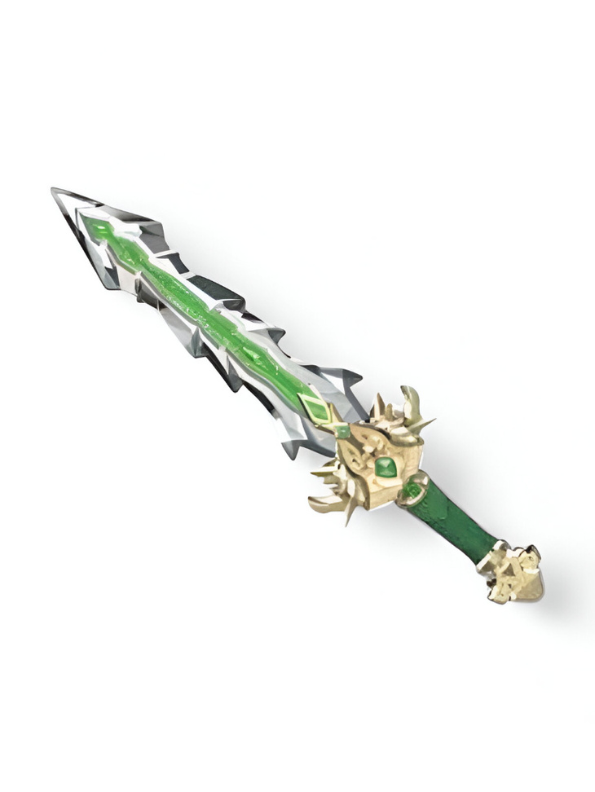 Miniature Fantasy Sword Collectible - Green and Silver Spiked Blade NX12486