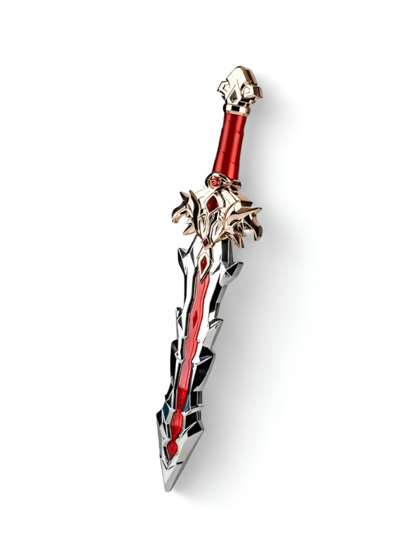 Miniature Fantasy Sword Collectible - Red and Silver Spiked Blade NX12486
