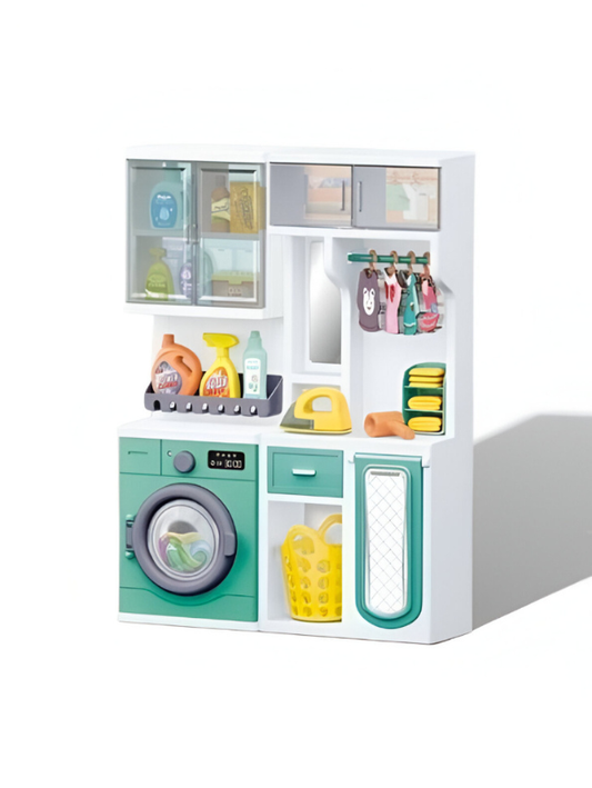 Coral Shower Set – Realistic Miniature Laundry & Bathroom Playset for Kids, Toy Washing Machine, Ironing Station & Accessories LMI13746.