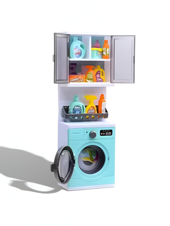 Coral Shower Set – Realistic Miniature Laundry & Bathroom Playset for Kids, Toy Washing Machine, Ironing Station & Accessories LMI13746.