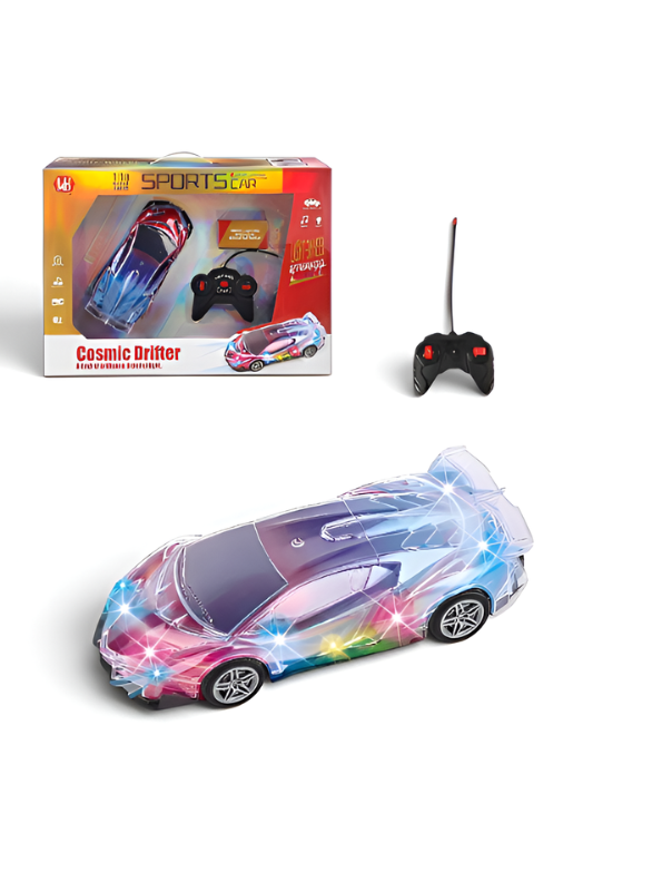 Cosmic Drifter 1:18 Scale Transparent Light-Up RC Sports Car with Sound LMI16919