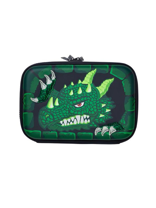 Green - Crocster – Crocodile Face Pencil Pouch for Kids | Single Chain Case | Fun Animal Design for Colour Pens & Stationery NOV8556.
