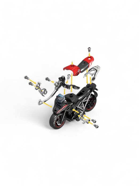 Csavarhuzo Diecast Bike Metal Model - Red (MD-N-24) | 1:32 Scale Collectible Motorcycle Toy