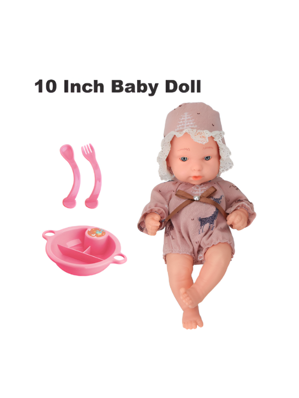 Cuddlie - Soft Vinyl Baby Doll Toy with Romper & Bonnet | Adorable Gift LMI15608.