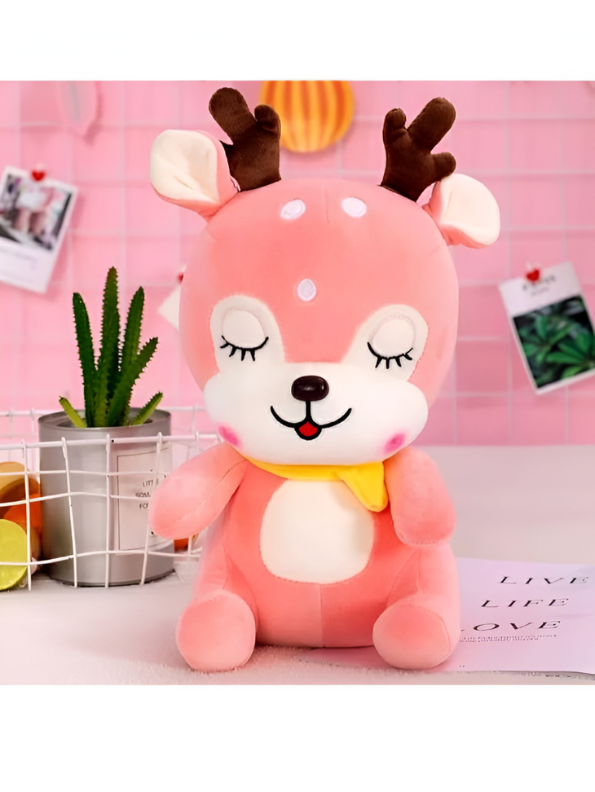 Pink - Cuddly Deer – 10 Inch Soft Plush Toy, Perfect Huggable Friend for Kids and Toddlers LMI11473.