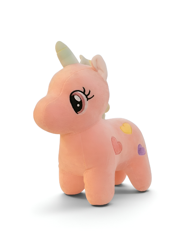 Cute 10-Inch Peach Unicorn Plush Toy – Ultra Soft Stuffed Animal with Embroidered Hearts Cute Soft Toy ST8768
