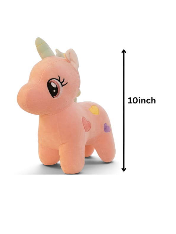 Cute 10-Inch Peach Unicorn Plush Toy – Ultra Soft Stuffed Animal with Embroidered Hearts Cute Soft Toy ST8768
