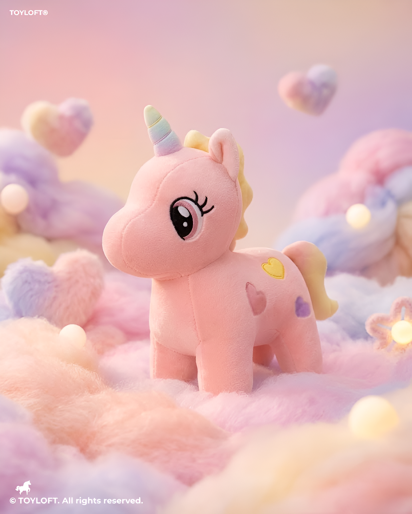 Cute 10-Inch Peach Unicorn Plush Toy – Ultra Soft Stuffed Animal with Embroidered Hearts Cute Soft Toy ST8768