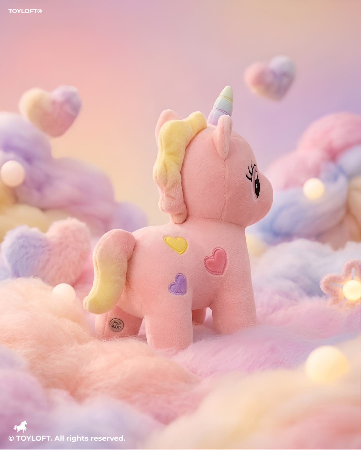 Cute 10-Inch Peach Unicorn Plush Toy – Ultra Soft Stuffed Animal with Embroidered Hearts Cute Soft Toy ST8768