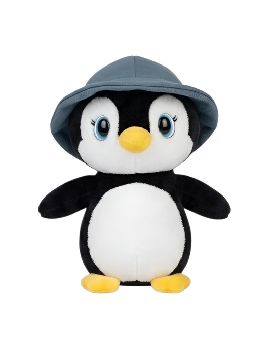 Cute 10-Inch Penguin Plush Toy with Blue Sun Hat ST14736.