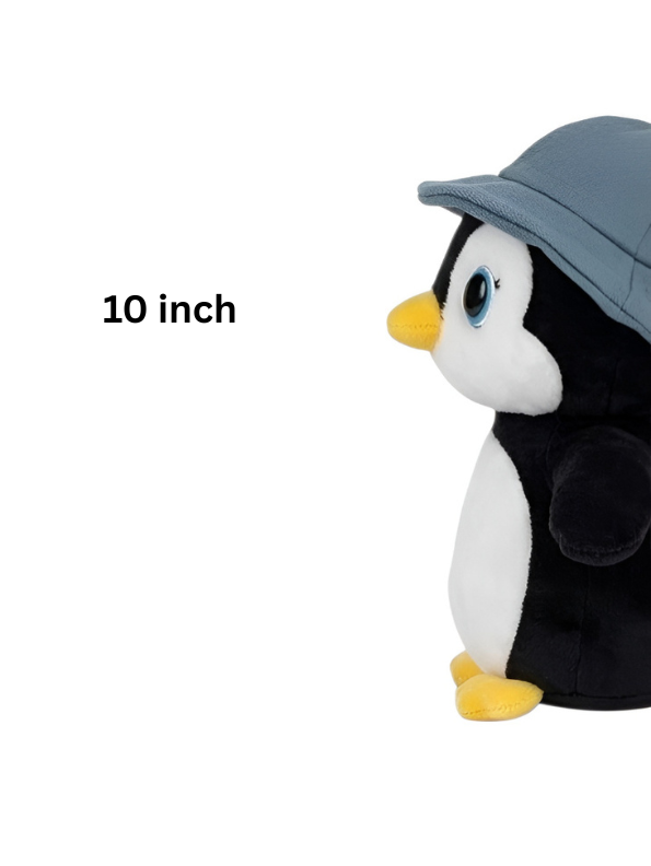 Cute 10-Inch Penguin Plush Toy with Blue Sun Hat ST14736.
