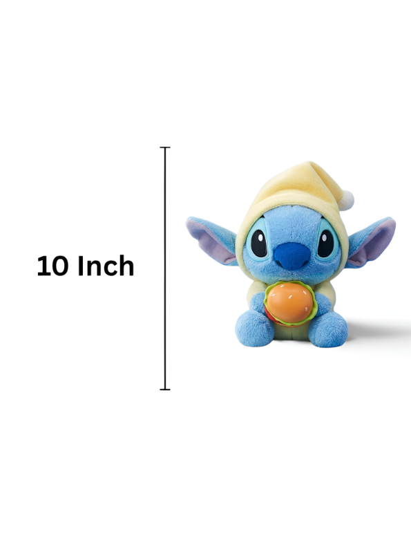 Cute 10-InchStitch Plush Toy with Burger & Yellow Nightcap ST15981.