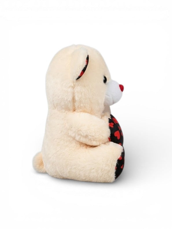 Cute 21cm Plush Stuffed Teddy with Red & Black Heart White ST16170.