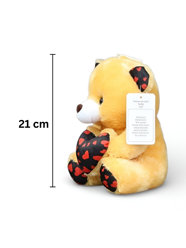 Cute 21cm Plush Stuffed Teddy with Red & Black Heart Yellow ST16170.