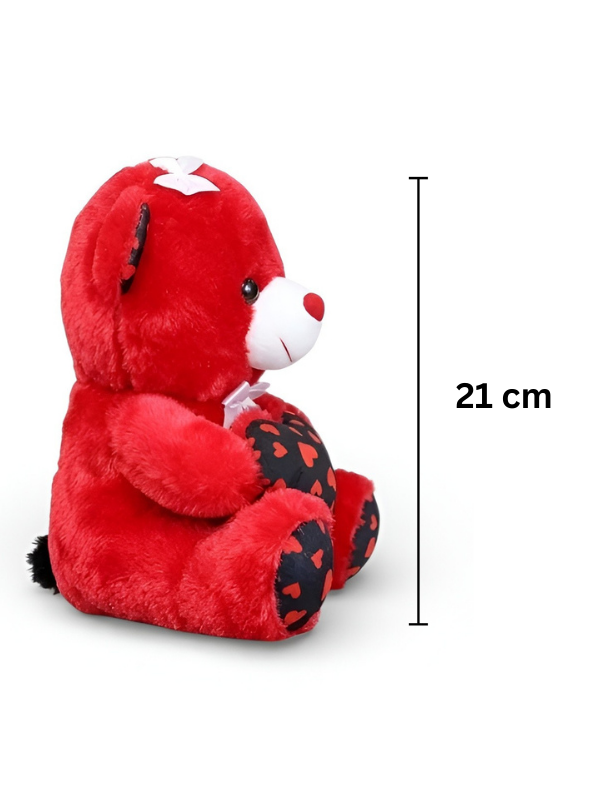 Cute 21cm Plush Stuffed Teddy with Red & Black Heart Red ST16170.
