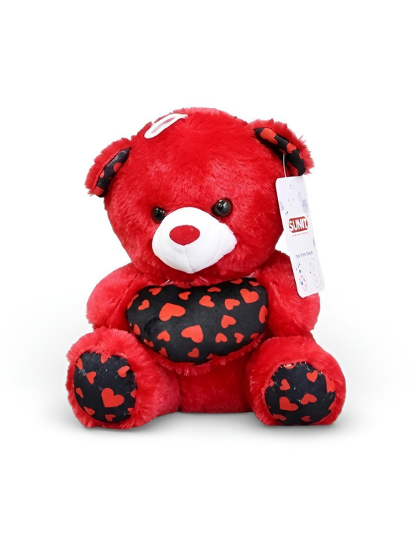 Cute 21cm Plush Stuffed Teddy with Red & Black Heart ST16170.