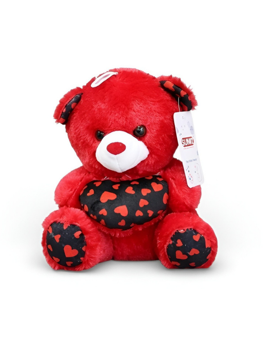 Cute 21cm Plush Stuffed Teddy with Red & Black Heart Red ST16170.