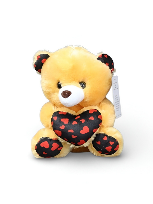 Cute 21cm Plush Stuffed Teddy with Red & Black Heart Yellow ST16170.