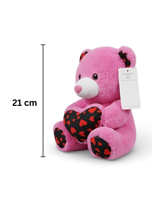 Cute 21cm Plush Stuffed Teddy with Red & Black Heart Pink ST16170.